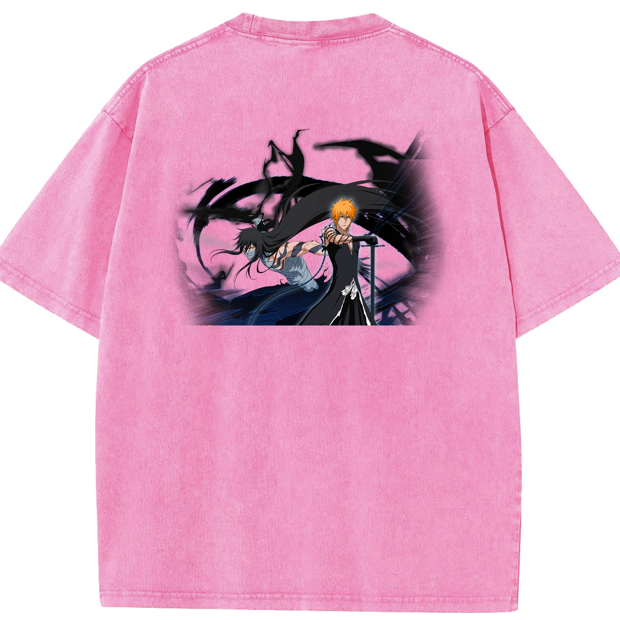 （画像用） ブリーチ 黒崎一護（くろさき いちご）BLEACH Kurosaki Ichigo 綿100% ヴィンテージ風 半袖Tシャツ（背面プリント）